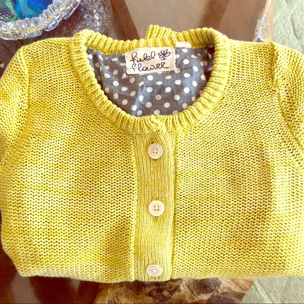 Anthropologie Field and Flower chartreuse cardigan